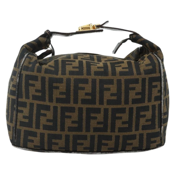 FENDI Zucca Canvas Hand Bag Black Brown Auth 177922