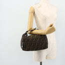FENDI Zucca Canvas Hand Bag Black Brown Auth 177922-22