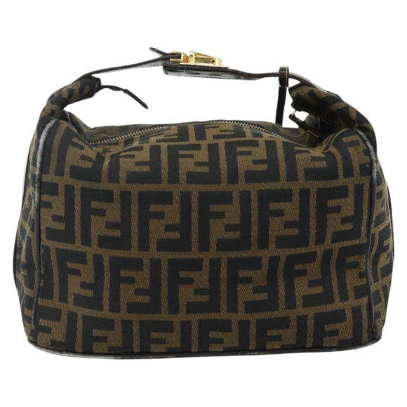 FENDI Zucca Canvas Hand Bag Black Brown Auth 177922