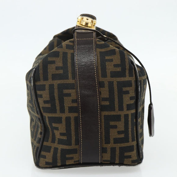 FENDI Zucca Canvas Hand Bag Black Brown Auth 177922