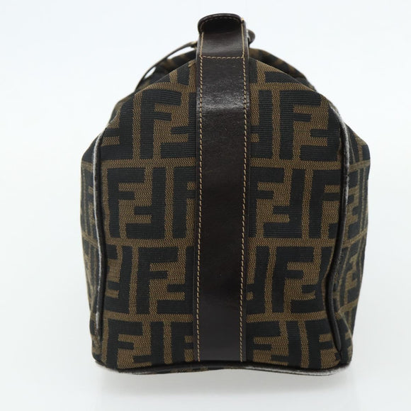 FENDI Zucca Canvas Hand Bag Black Brown Auth 177922