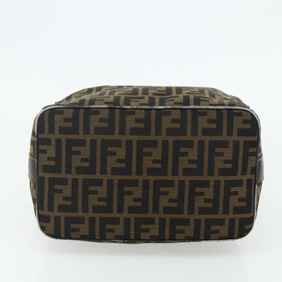 FENDI Zucca Canvas Hand Bag Black Brown Auth 177922