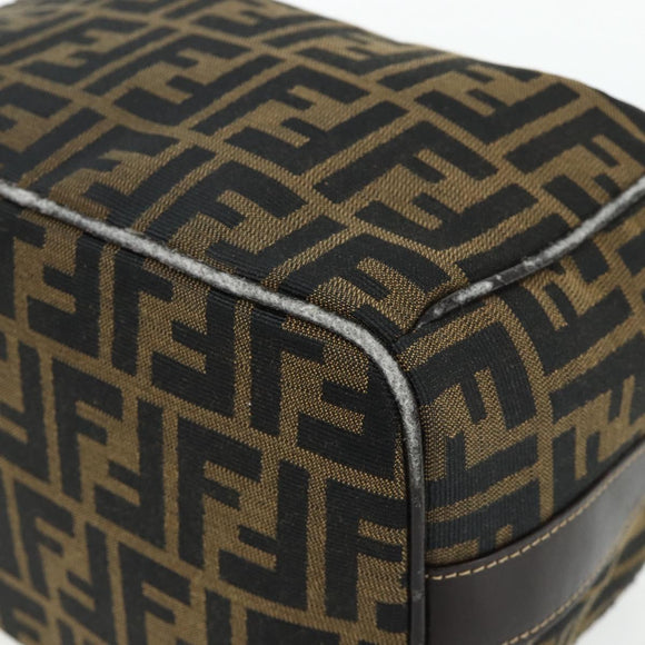 FENDI Zucca Canvas Hand Bag Black Brown Auth 177922