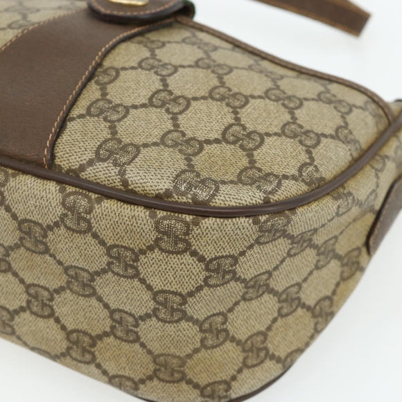 GUCCI GG Supreme Web Sherry Line Bag PVC Beige Gold 89 02 032 Auth 177923