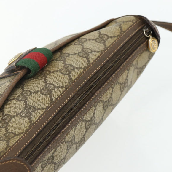 GUCCI GG Supreme Web Sherry Line Bag PVC Beige Gold 89 02 032 Auth 177923