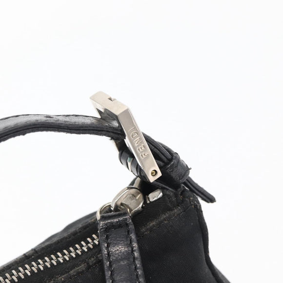 FENDI Hand Pouch Black Silver Auth 177926