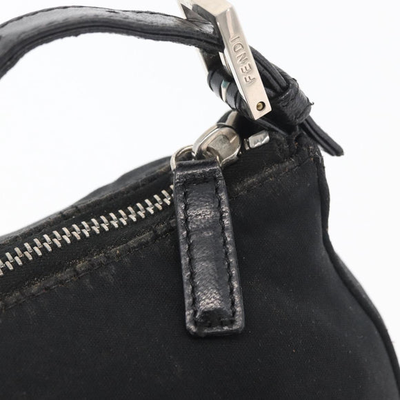 FENDI Hand Pouch Black Silver Auth 177926