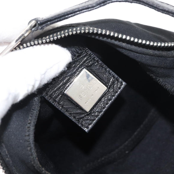 FENDI Hand Pouch Black Silver Auth 177926