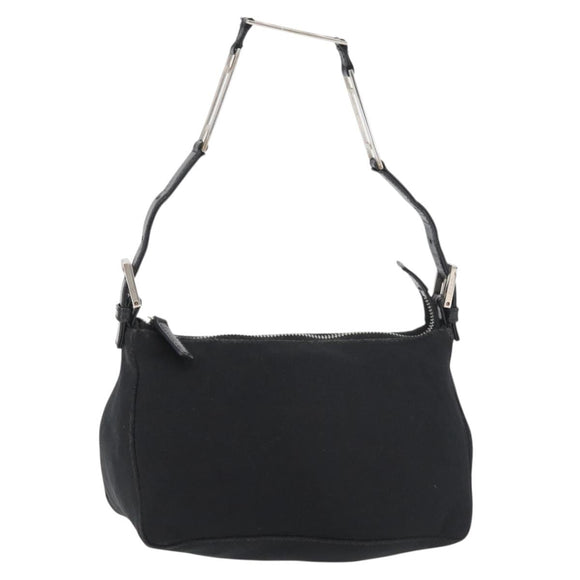 FENDI Hand Pouch Black Silver Auth 177926