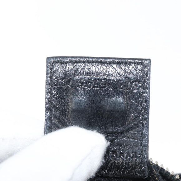 FENDI Hand Pouch Black Silver Auth 177926
