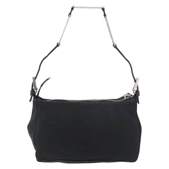FENDI Hand Pouch Black Silver Auth 177926