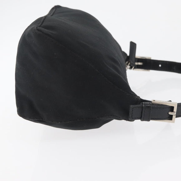 FENDI Hand Pouch Black Silver Auth 177926