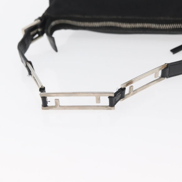 FENDI Hand Pouch Black Silver Auth 177926
