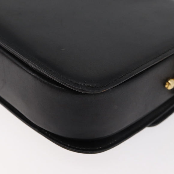 CELINE Shoulder Bag Leather Black Gold Auth 177927