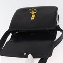 CELINE Shoulder Bag Leather Black Gold Auth 177927-10