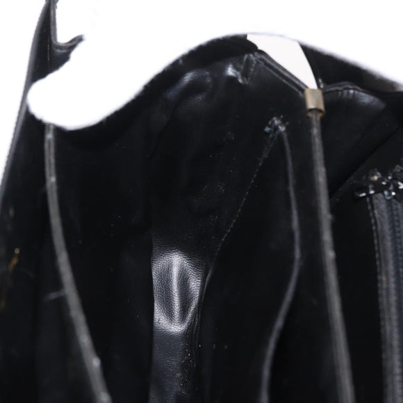CELINE Shoulder Bag Leather Black Gold Auth 177927