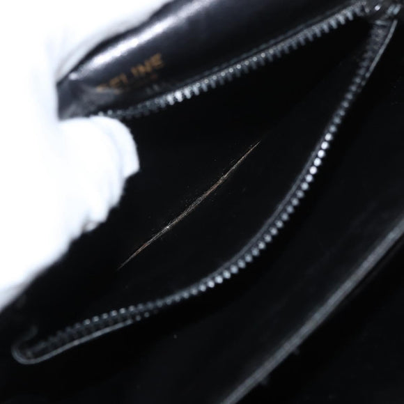 CELINE Shoulder Bag Leather Black Gold Auth 177927