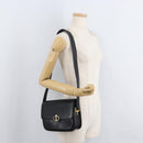 CELINE Shoulder Bag Leather Black Gold Auth 177927-25