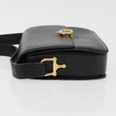 CELINE Shoulder Bag Leather Black Gold Auth 177927-4
