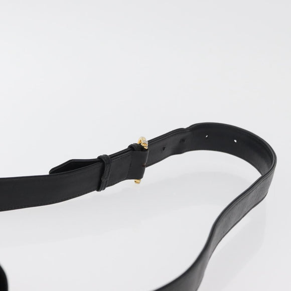 CELINE Shoulder Bag Leather Black Gold Auth 177927