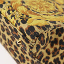 VERSACE Hand Bag PVC Leather Yellow Gold Auth 177929-15