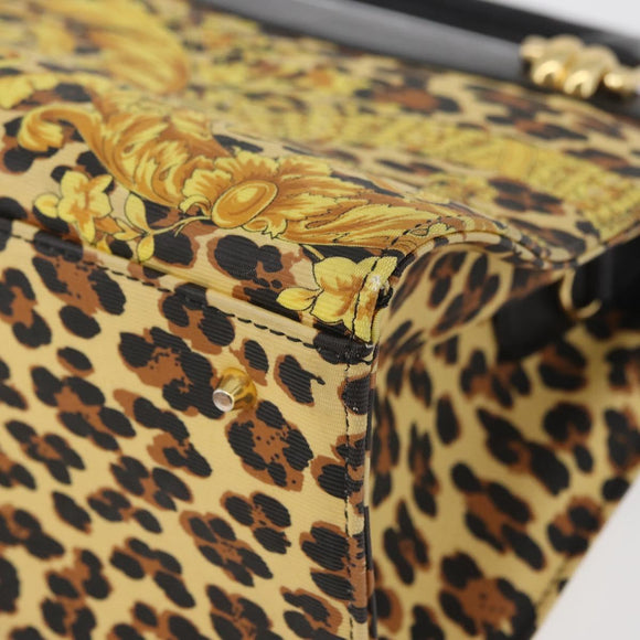 VERSACE Hand Bag PVC Leather Yellow Gold Auth 177929