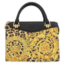 VERSACE Hand Bag PVC Leather Yellow Gold Auth 177929-13