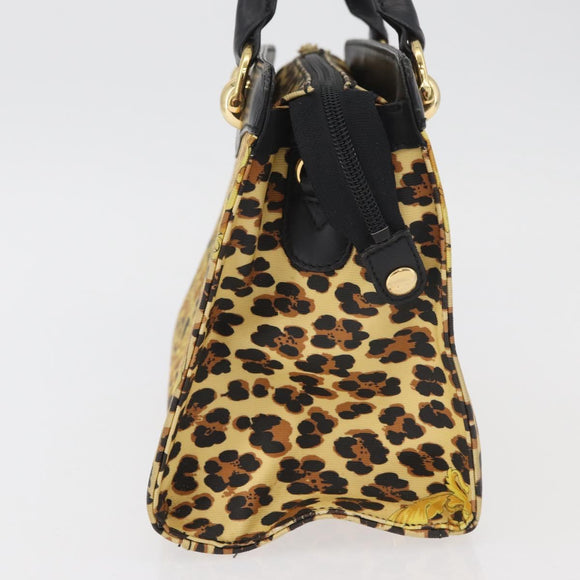 VERSACE Hand Bag PVC Leather Yellow Gold Auth 177929