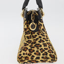 VERSACE Hand Bag PVC Leather Yellow Gold Auth 177929-4
