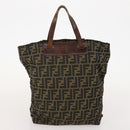 FENDI Zucca Canvas Tote Bag 2 Set Brown Black Auth 177932-11