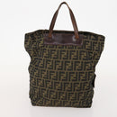 FENDI Zucca Canvas Tote Bag 2 Set Brown Black Auth 177932-12