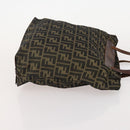 FENDI Zucca Canvas Tote Bag 2 Set Brown Black Auth 177932-13