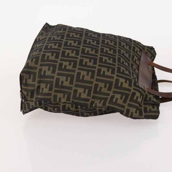 FENDI Zucca Canvas Tote Bag 2 Set Brown Black Auth 177932