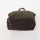 FENDI Zucca Canvas Tote Bag 2 Set Brown Black Auth 177932-16