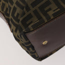 FENDI Zucca Canvas Tote Bag 2 Set Brown Black Auth 177932-17