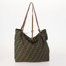 FENDI Zucca Canvas Tote Bag 2 Set Brown Black Auth 177932-3