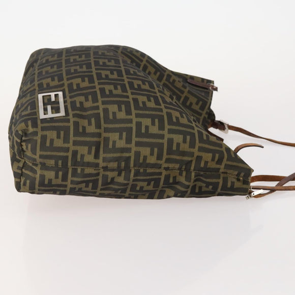 FENDI Zucca Canvas Tote Bag 2 Set Brown Black Auth 177932