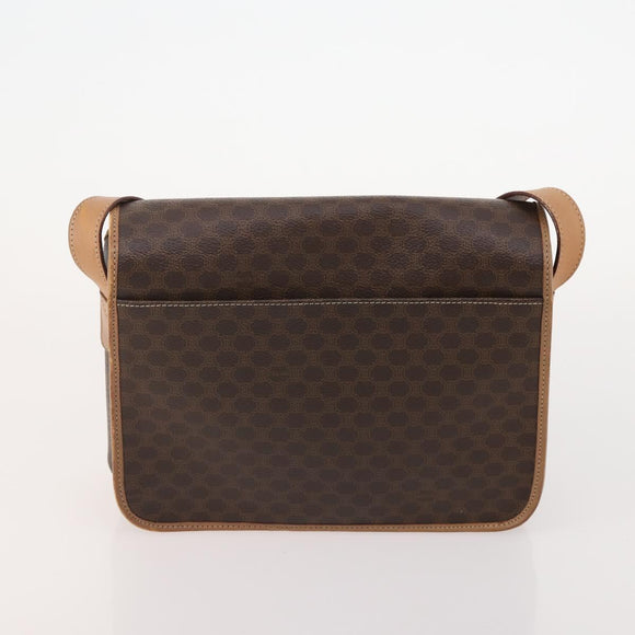 CELINE Macadam Canvas Shoulder Bag PVC Leather 3 Set Brown Auth 177933