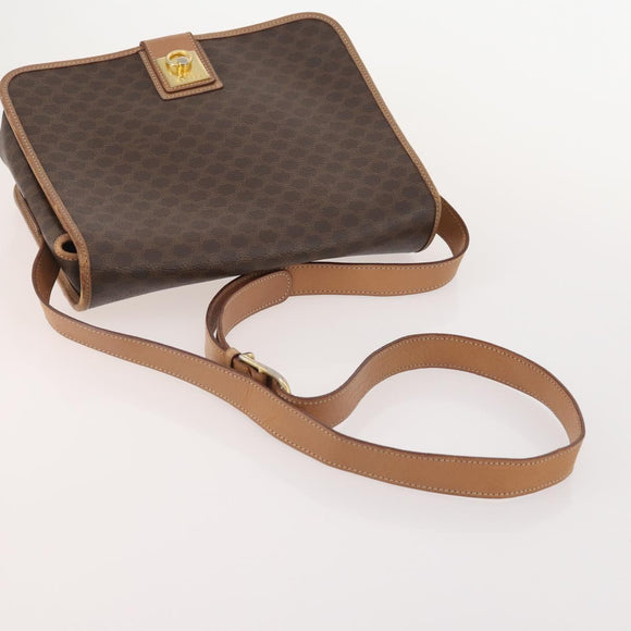 CELINE Macadam Canvas Shoulder Bag PVC Leather 3 Set Brown Auth 177933