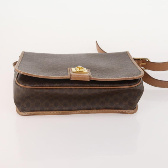 CELINE Macadam Canvas Shoulder Bag PVC Leather 3 Set Brown Auth 177933