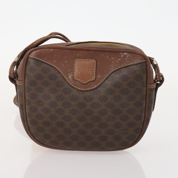 CELINE Macadam Canvas Shoulder Bag PVC Leather 3 Set Brown Auth 177933