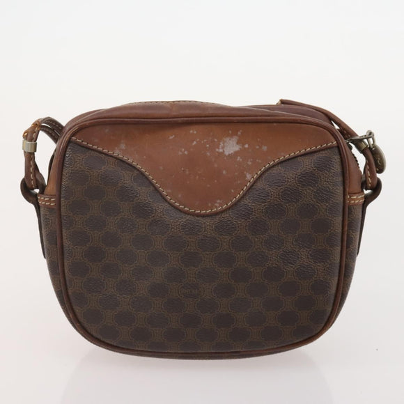 CELINE Macadam Canvas Shoulder Bag PVC Leather 3 Set Brown Auth 177933