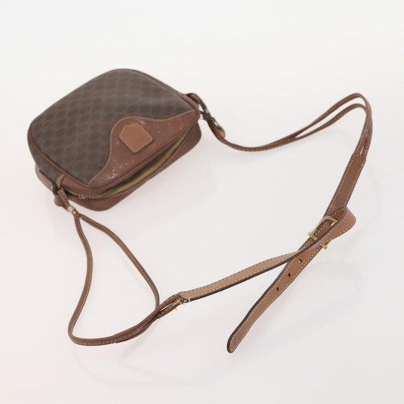 CELINE Macadam Canvas Shoulder Bag PVC Leather 3 Set Brown Auth 177933