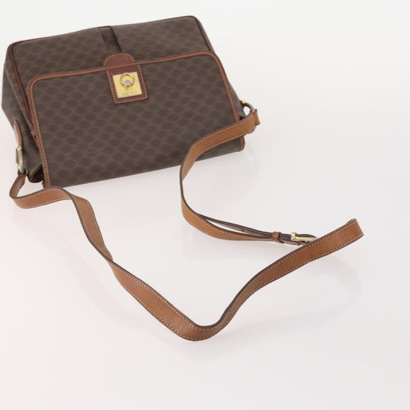 CELINE Macadam Canvas Shoulder Bag PVC Leather 3 Set Brown Auth 177933