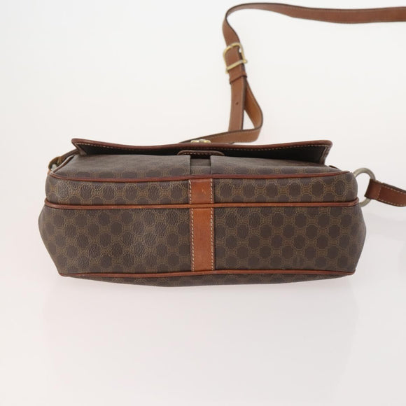 CELINE Macadam Canvas Shoulder Bag PVC Leather 3 Set Brown Auth 177933