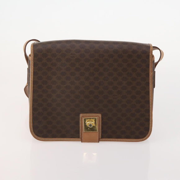 CELINE Macadam Canvas Shoulder Bag PVC Leather 3 Set Brown Auth 177933