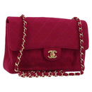 CHANEL Matelasse 25 Chain Shoulder Bag Cotton Purple Gold CC Auth 177962-1