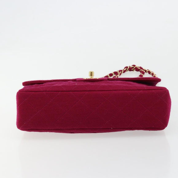 CHANEL Matelasse 25 Ketten-Schultertasche Baumwolle Violett Gold CC Auth 177962