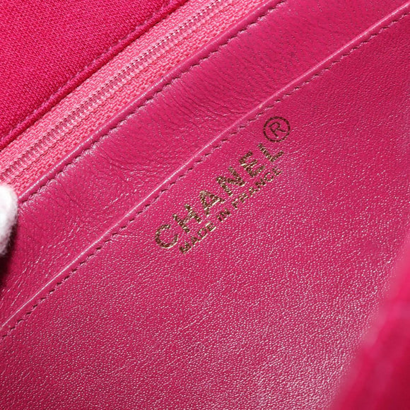 CHANEL Matelasse 25 Ketten-Schultertasche Baumwolle Violett Gold CC Auth 177962