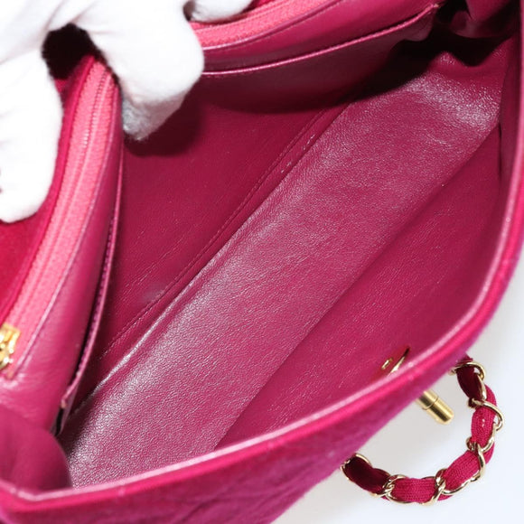 CHANEL Matelasse 25 Chain Shoulder Bag Cotton Purple Gold CC Auth 177962